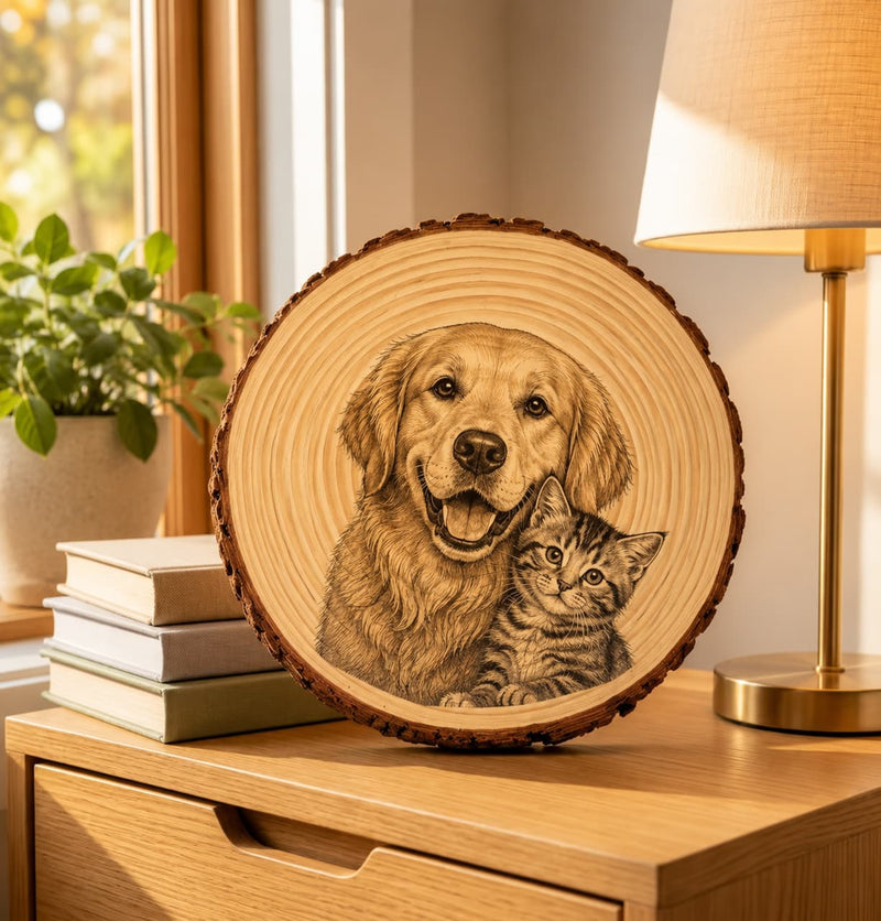 Retrato de Mascota Personalizado en Madera
